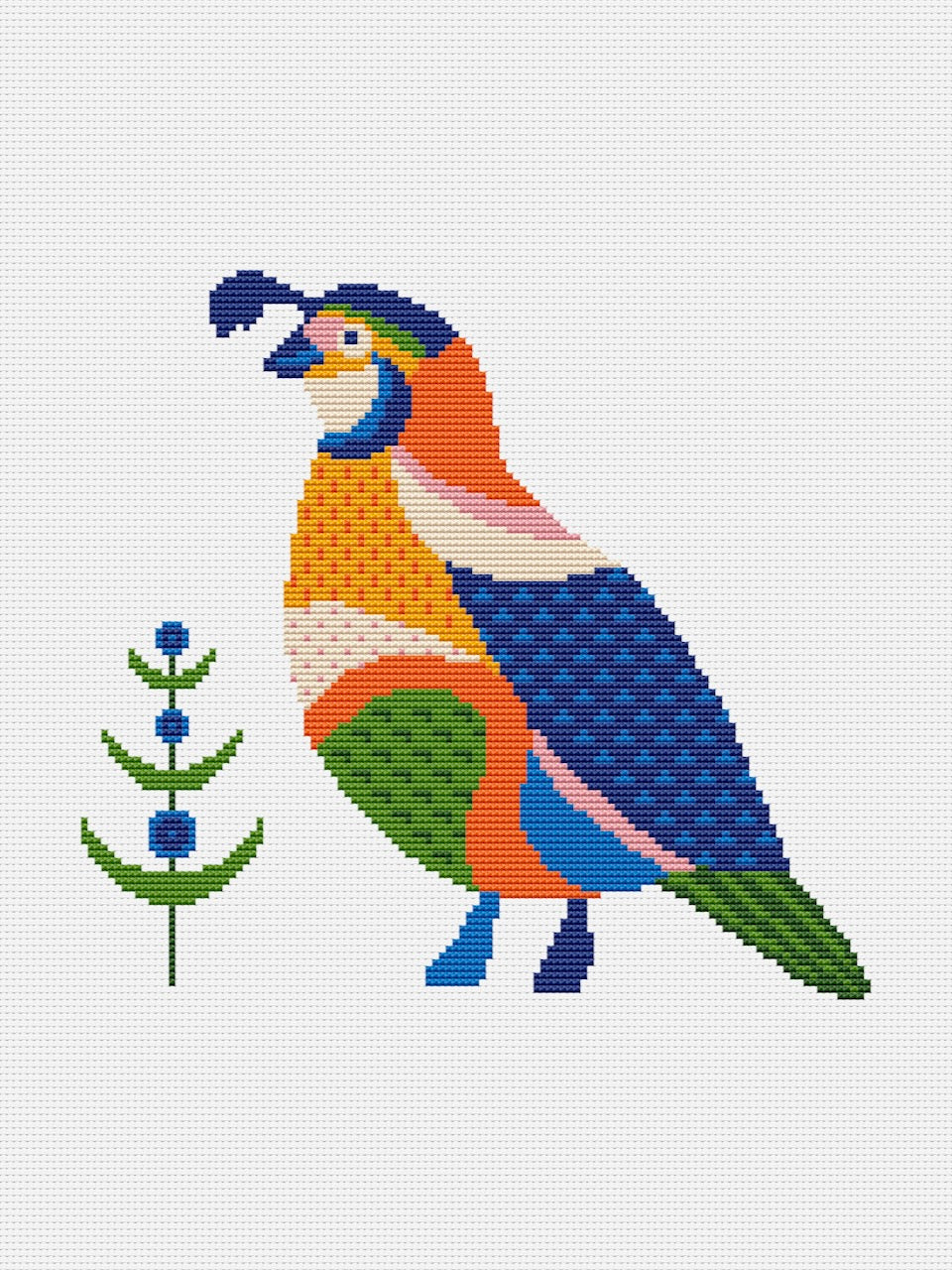 Quail cross stitch pattern