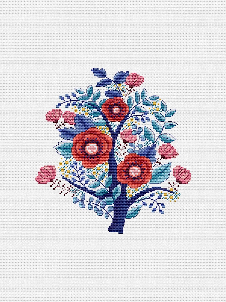 winter flowers cross stitch pattern