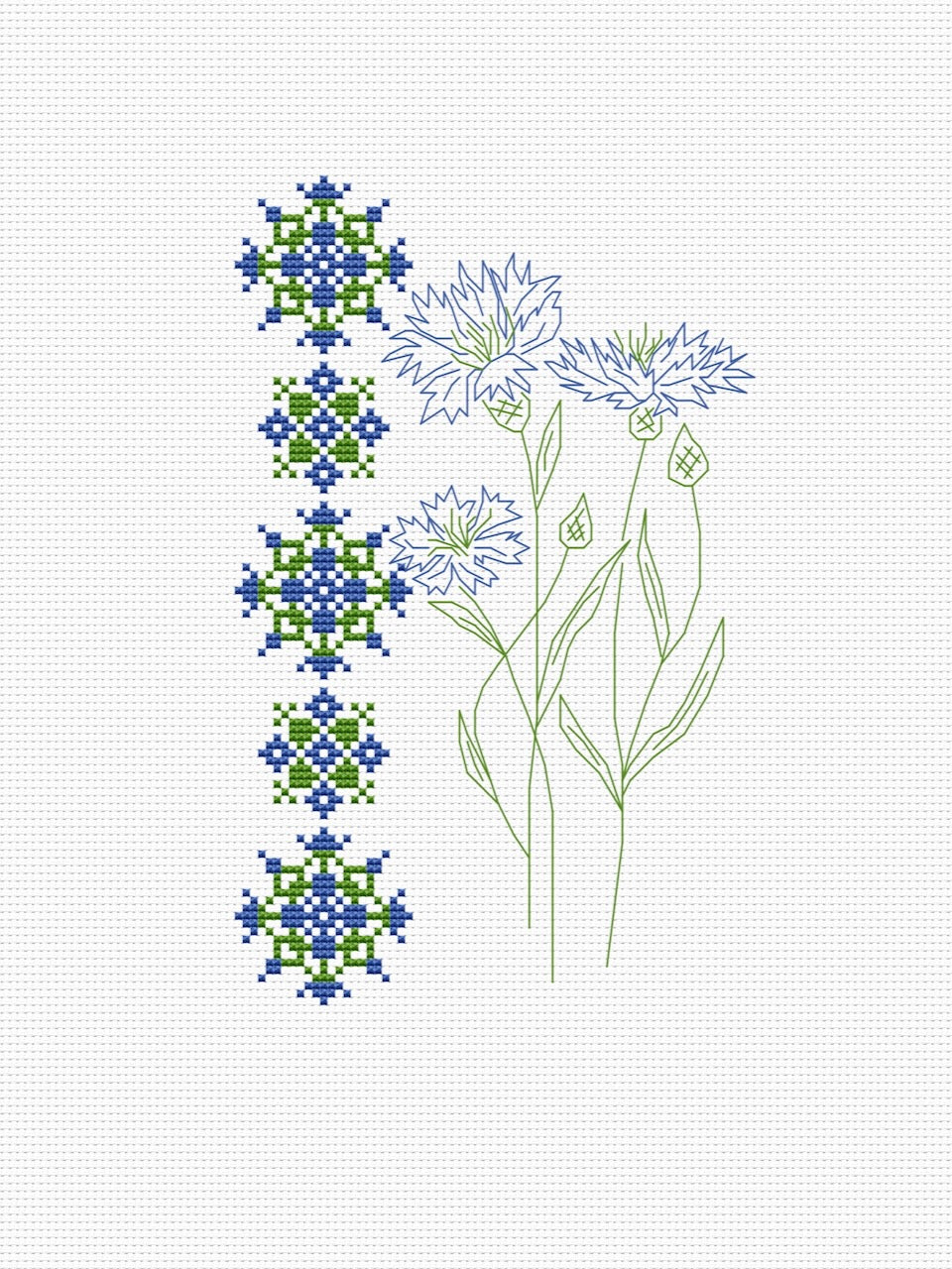 Cornflowers ornament cross stitch pattern