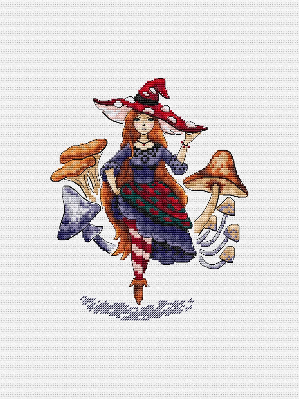 Witch cross stitch pattern