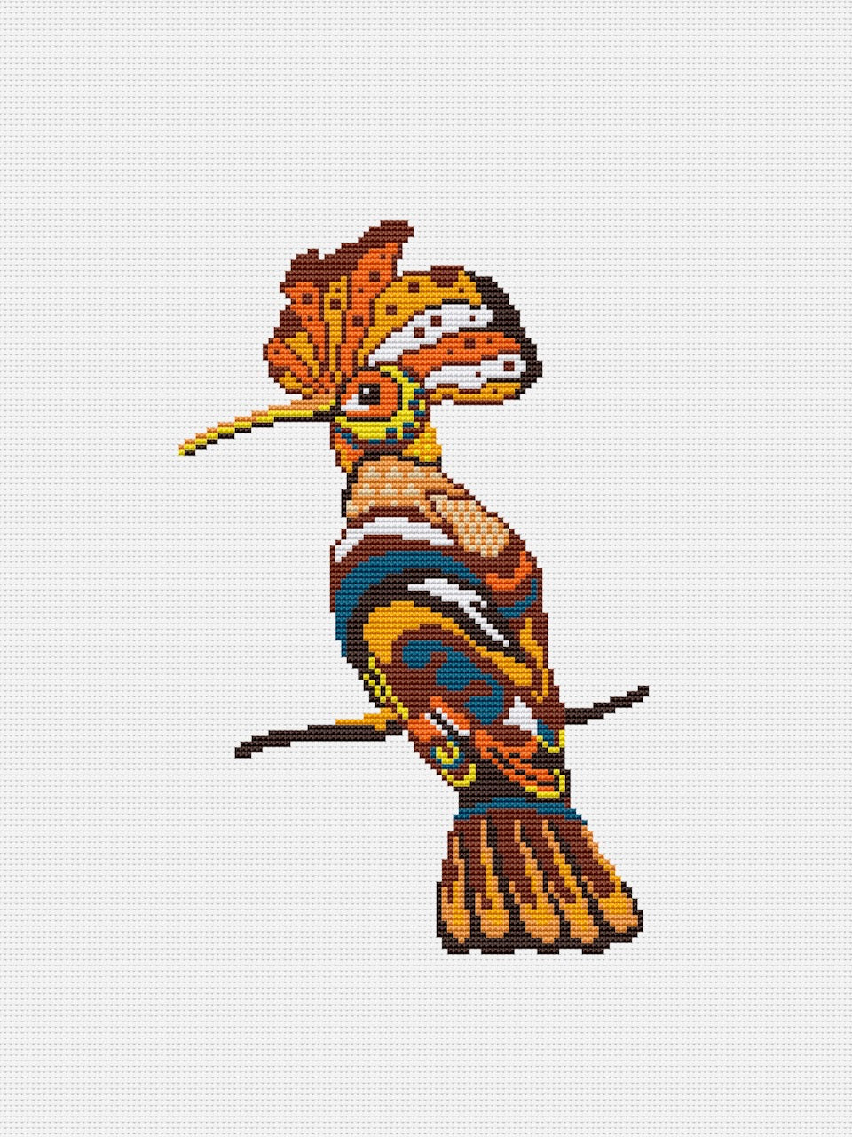 hoopoe cross stitch pattern