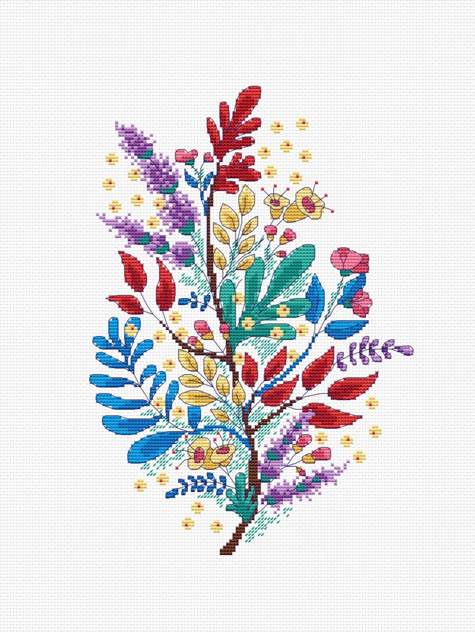 folk flowers cross stitch pattern