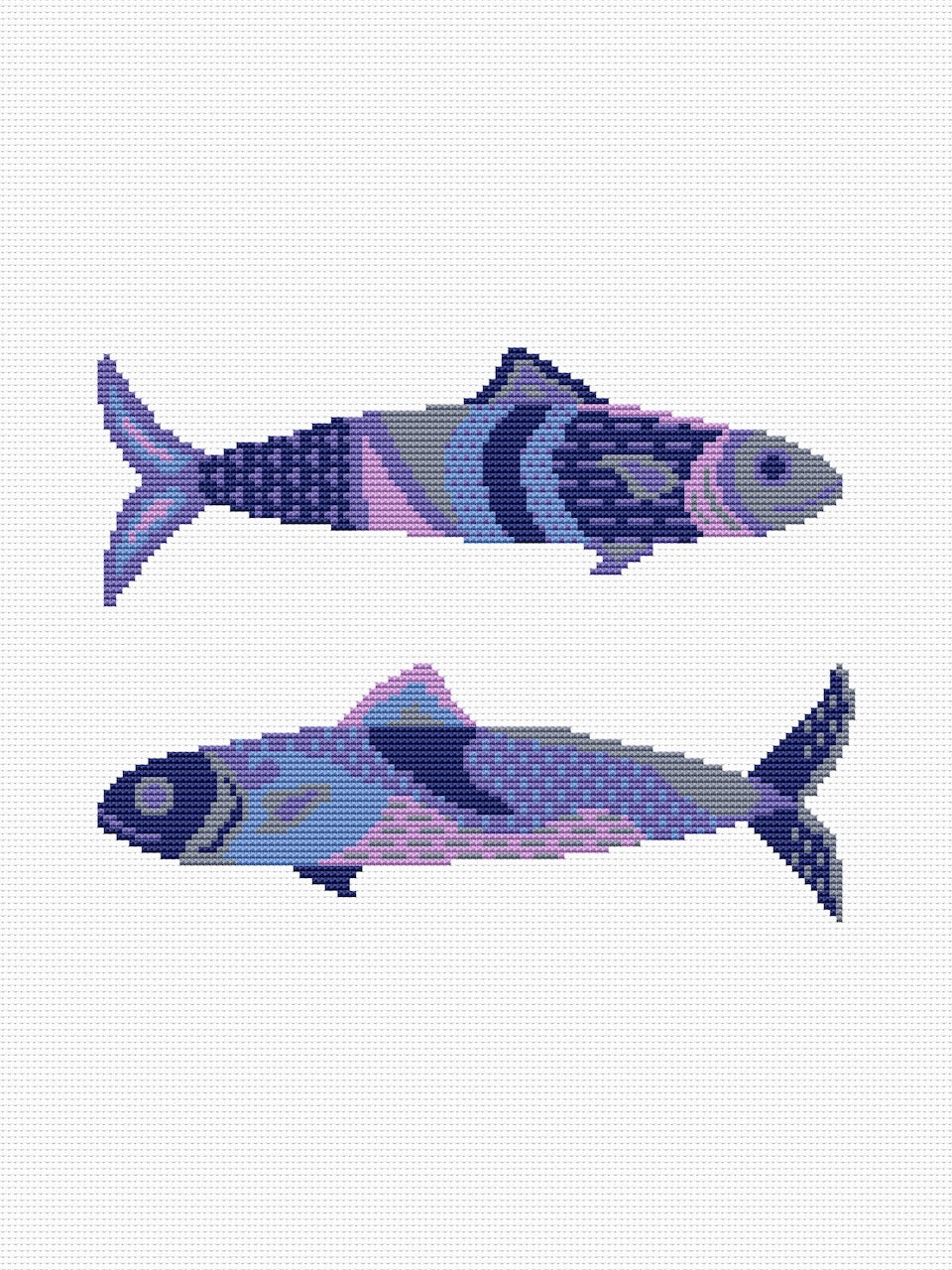 blue fish cross stitch pattern