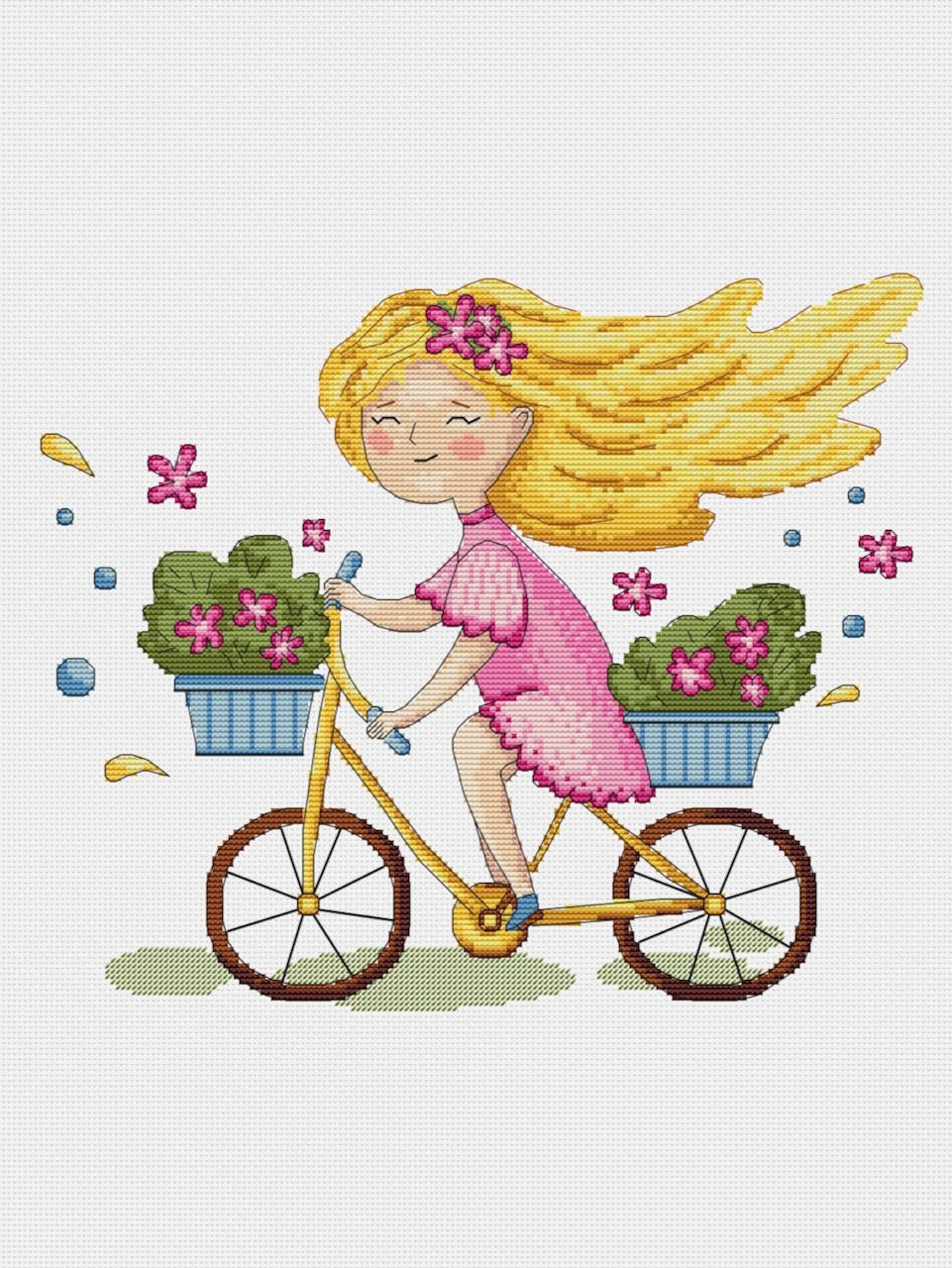 summer girl cross stitch pattern
