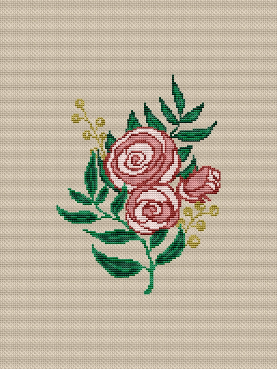 folk flowers cross stitch pattern