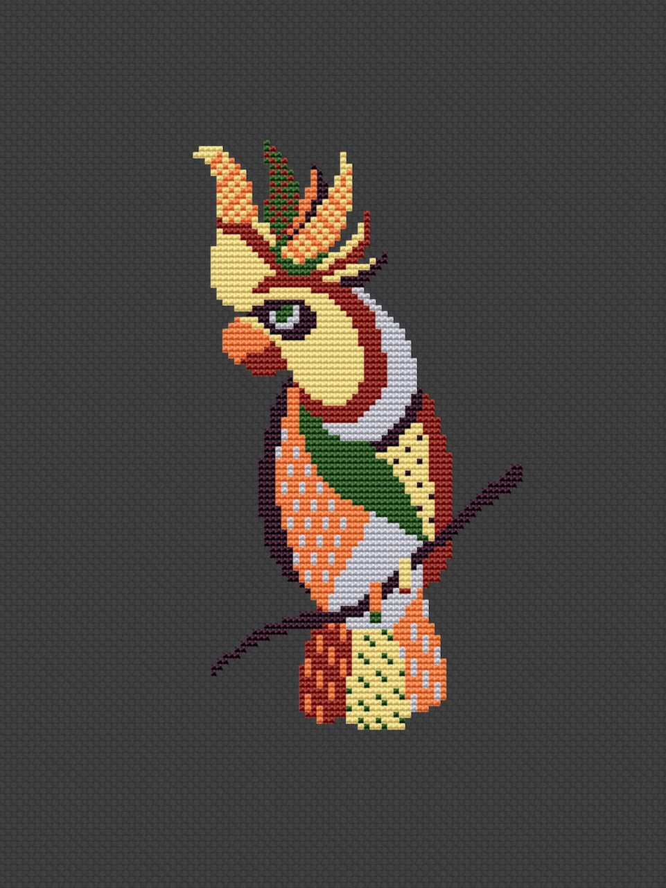 Cockatoo cross stitch pattern