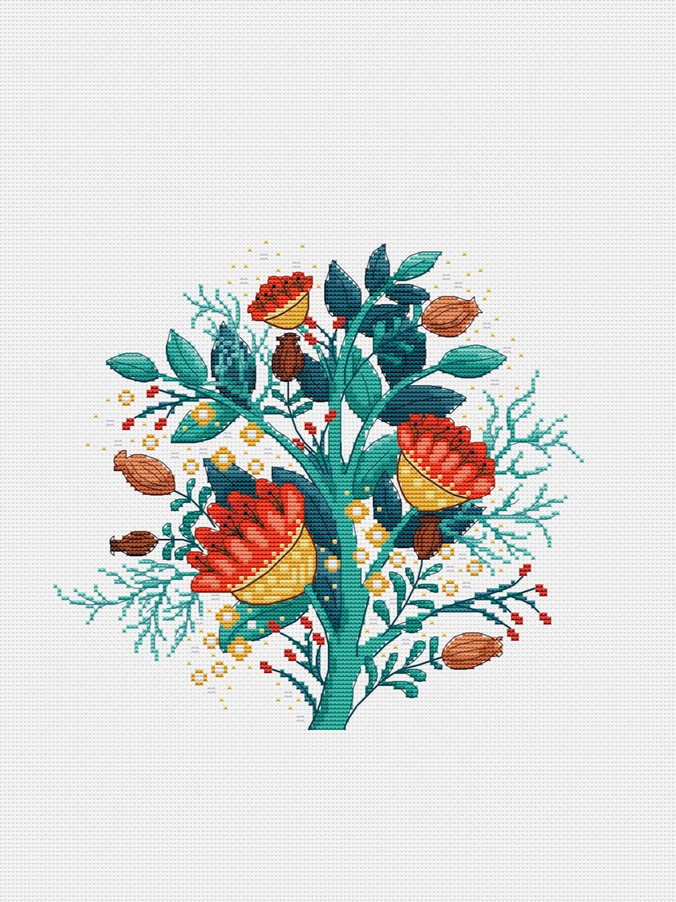 floral branch cross stitch pattern
