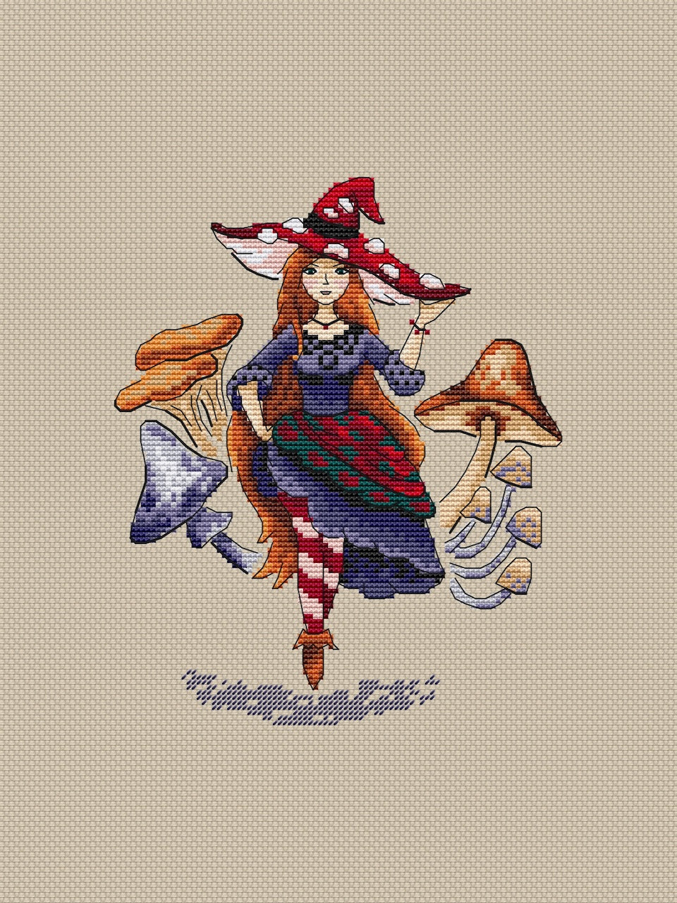 halloween witch cross stitch pattern