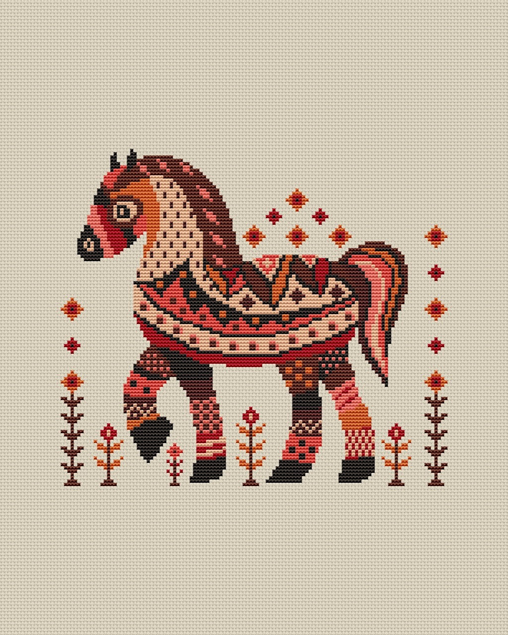 Horse easy cross stitch pattern