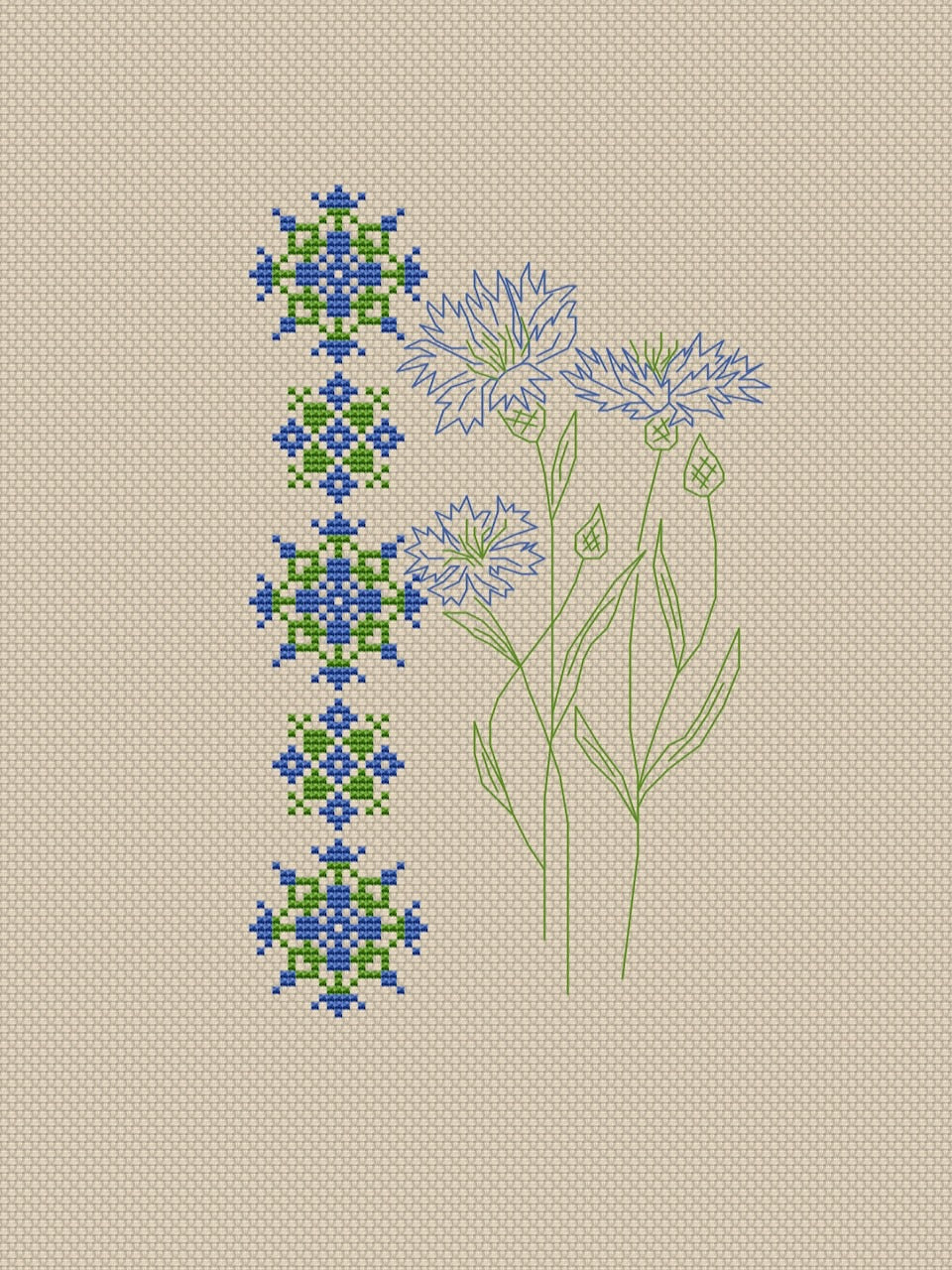 Cornflowers cross stitch pattern