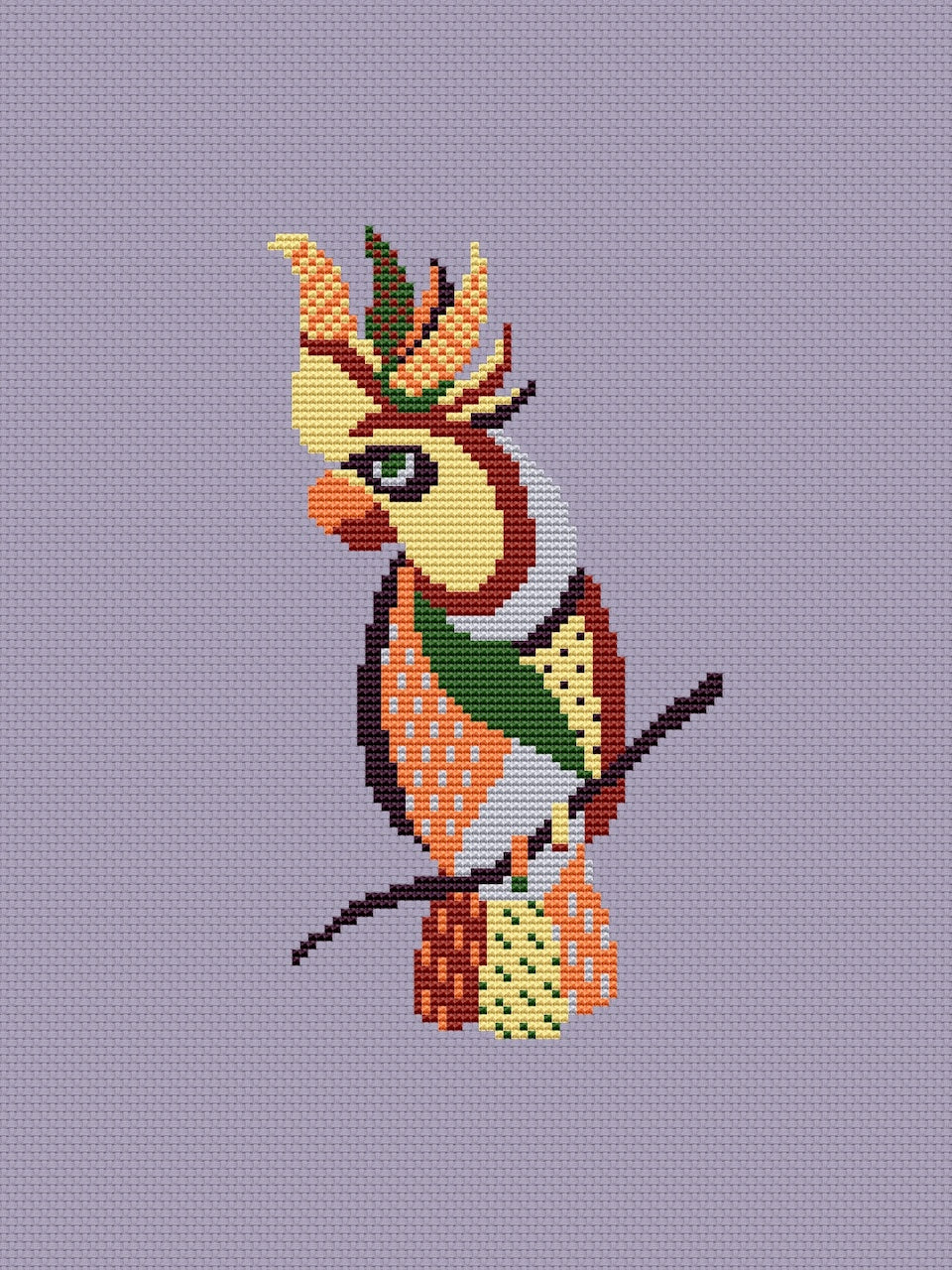 Cockatoo embroidery pattern