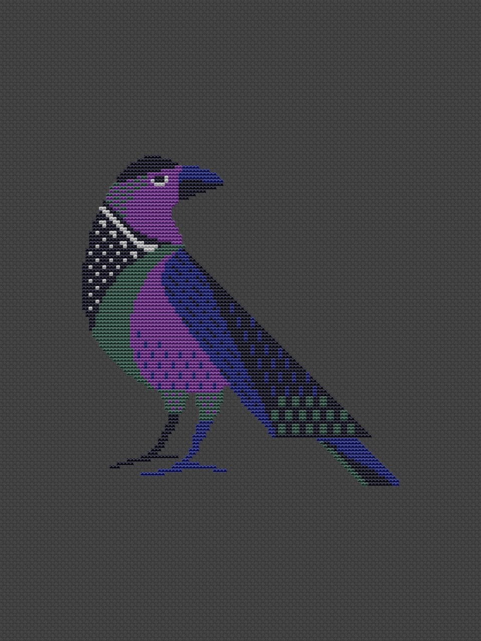 Gothic raven cross stitch
