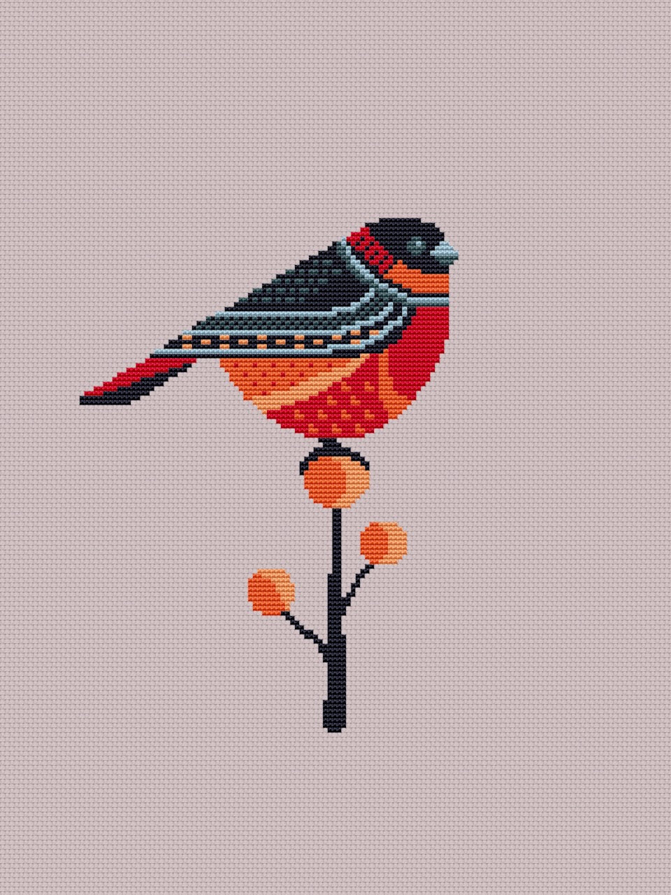 bullfinch cross stitch pattern