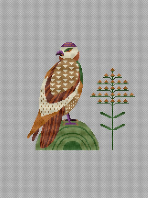 folk Falcon cross stitch pattern