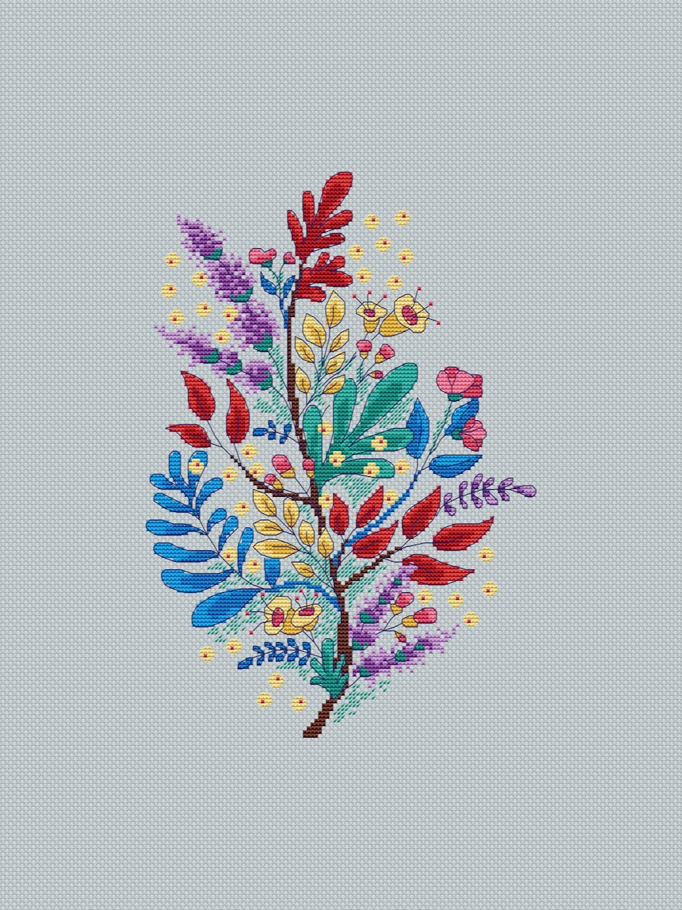 folk floral ornament cross stitch pattern