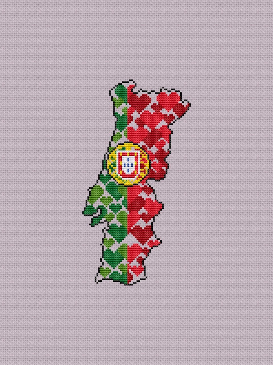 Portugal flag cross stitch pattern