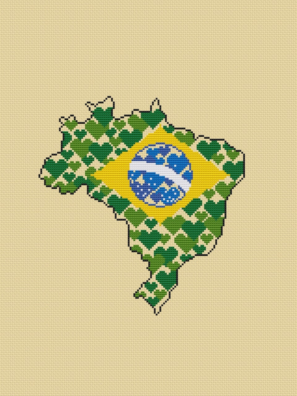 Brazil map cross stitch pattern