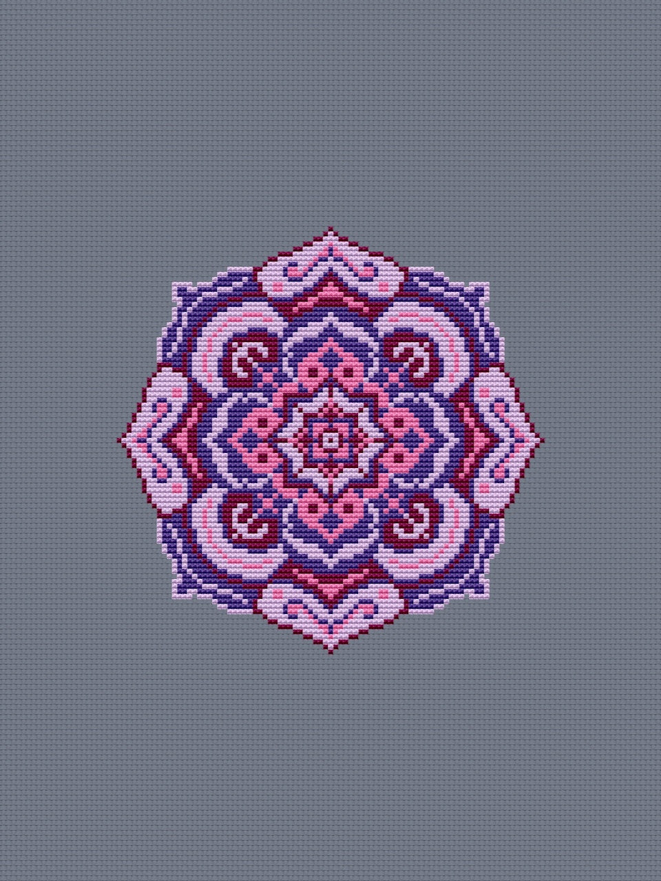 lilac mandala cross stitch pattern