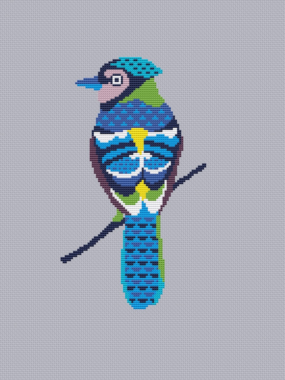 primitive jay cross stitch pattern