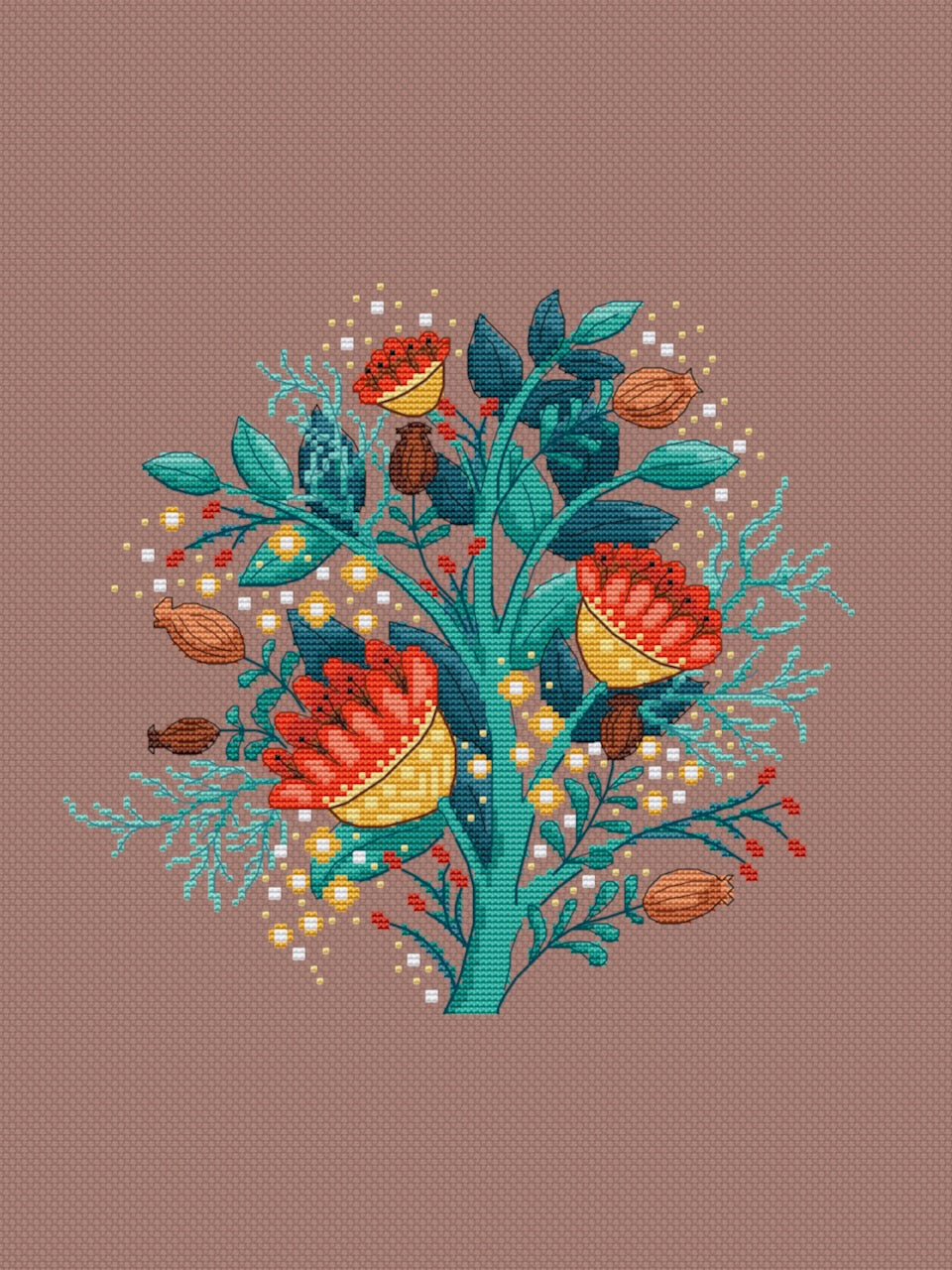 folk floral cross stitch