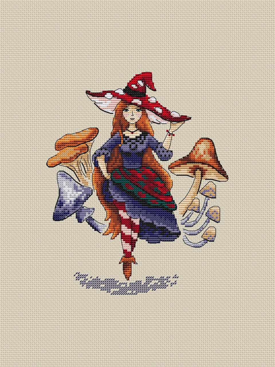 Toadstool Mushroom counted chart