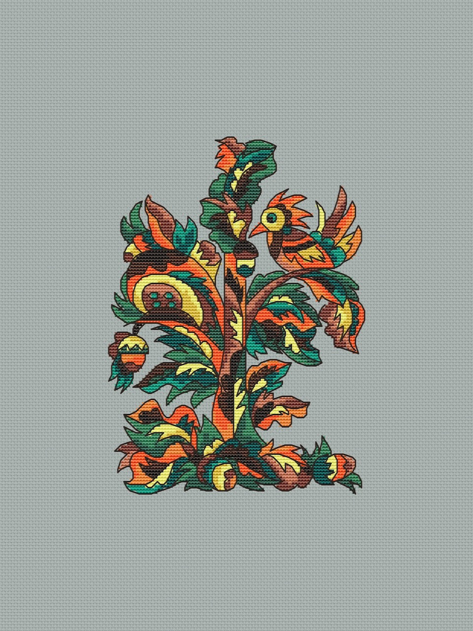 forest lucky tree cross stitch pattern