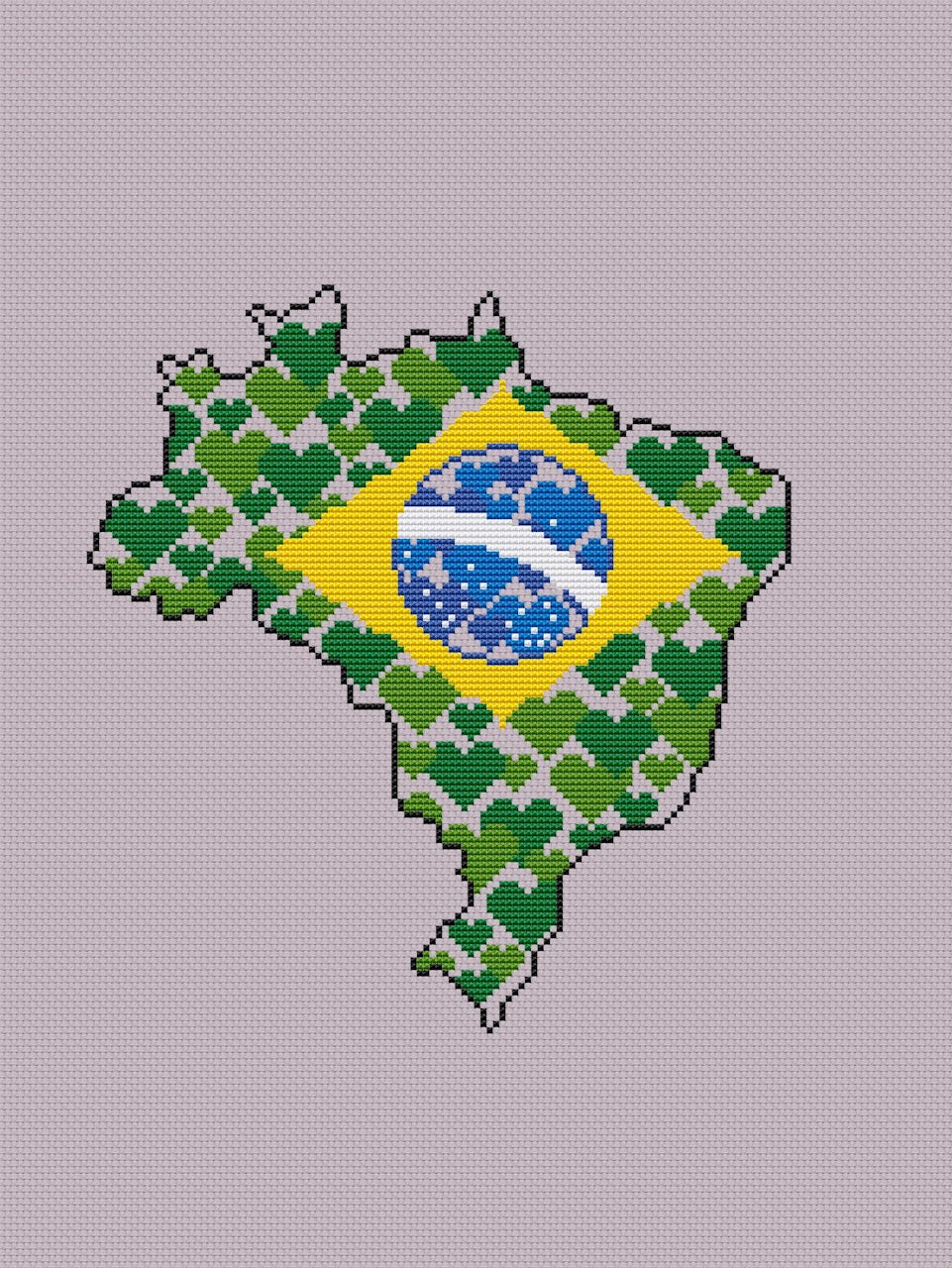 Brazil cross stitch pattern flag