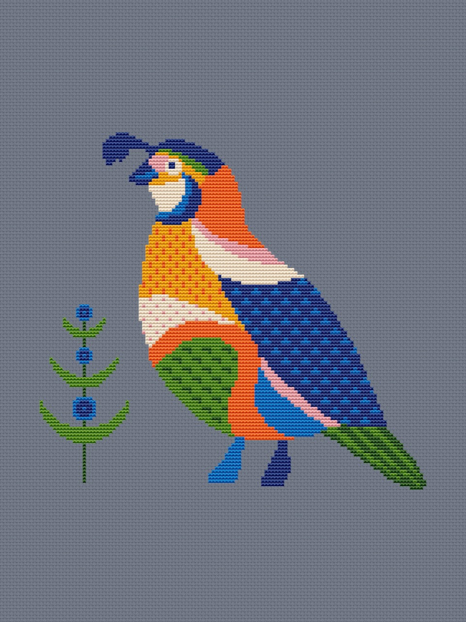 Quail embroidery pattern