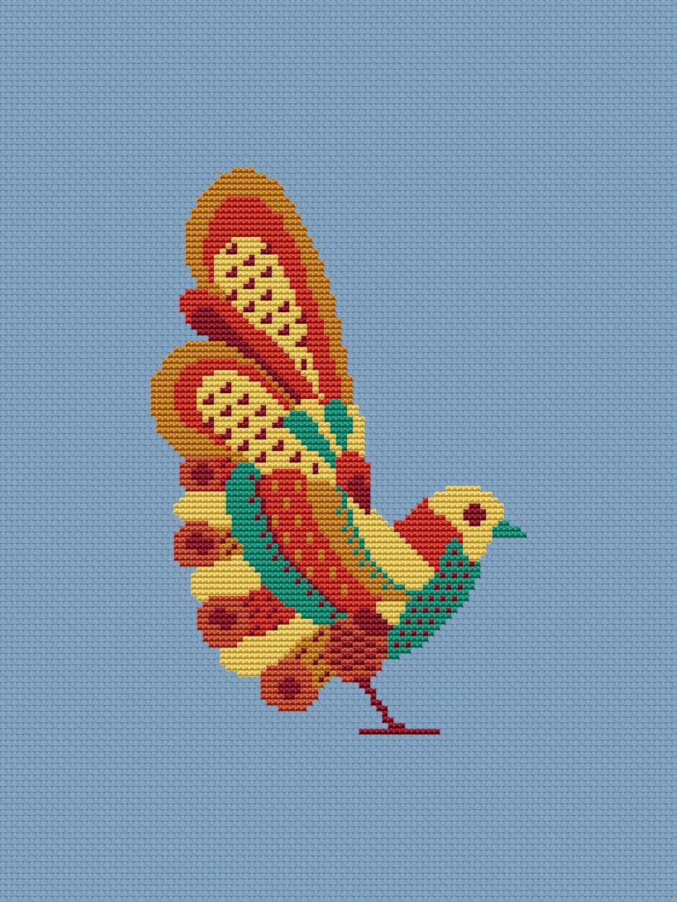 red bird cross stitch pattern