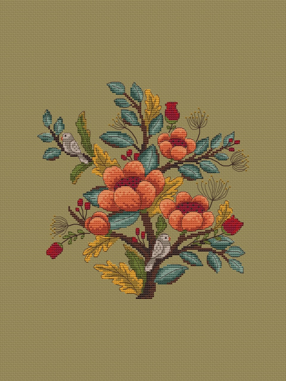 flowers cross stitch pattern