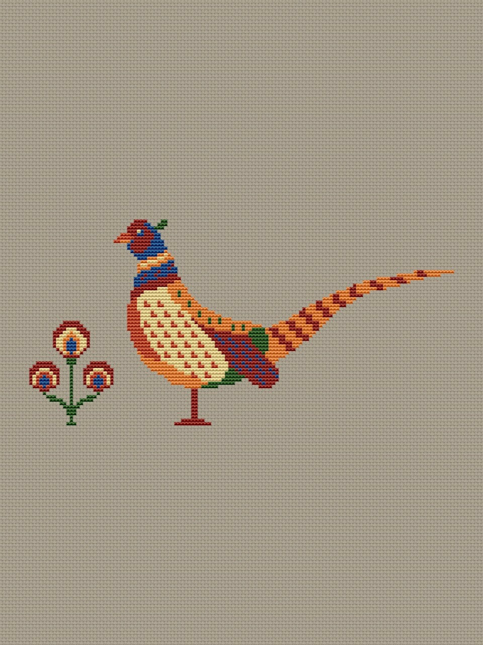 primitive bird cross stitch chart