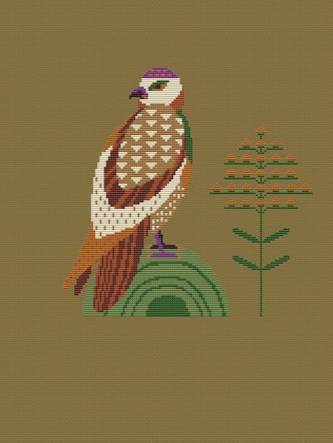 Falcon bird cross stitch pattern