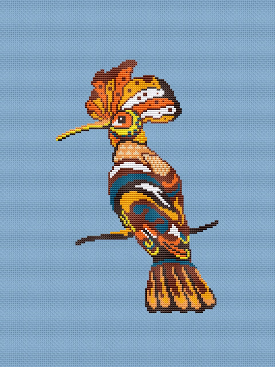 hoopoe cross stitch pattern folk easy