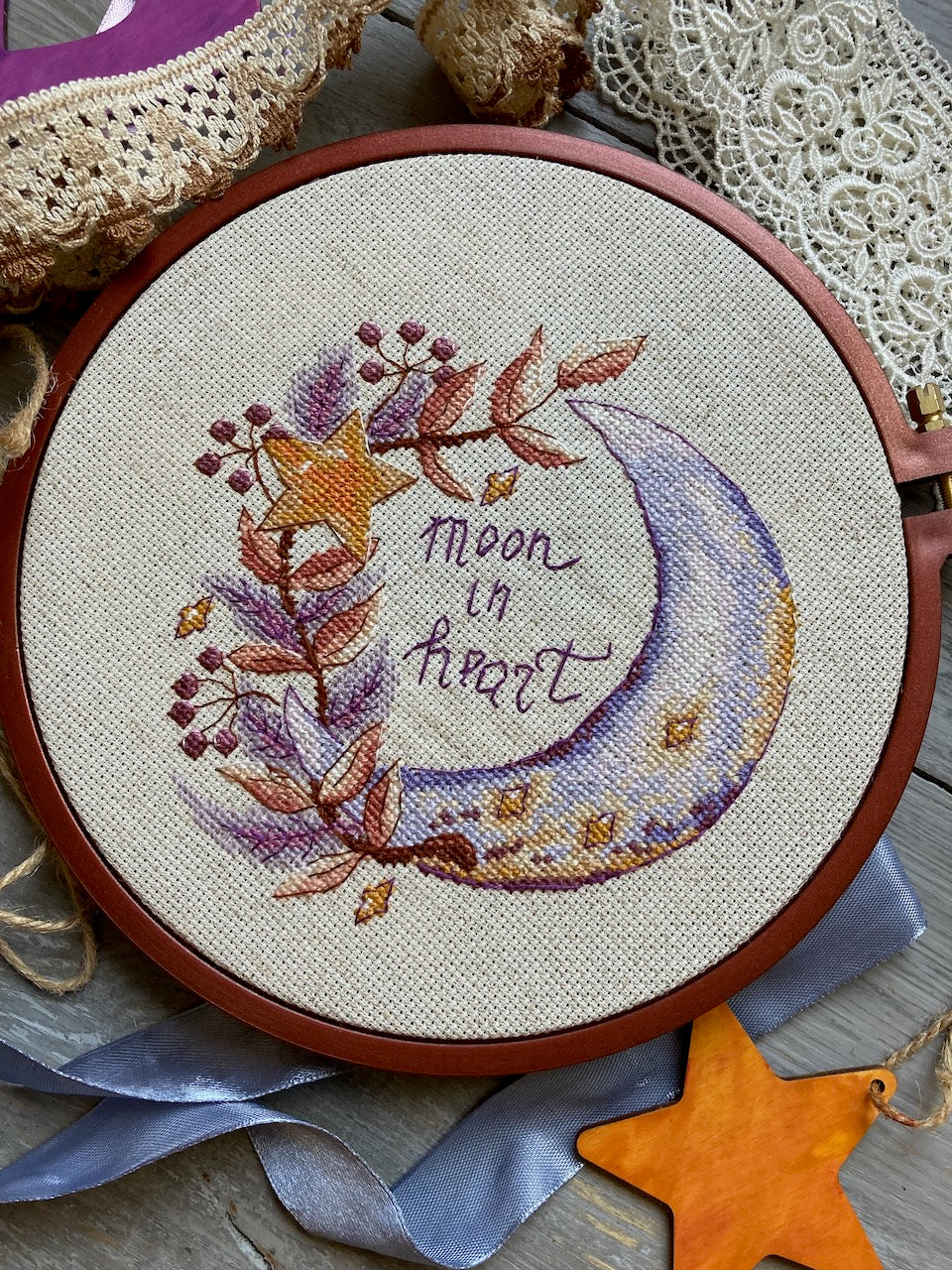 Moon in Heart - cross stitch pattern