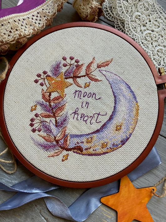 Moon in Heart - cross stitch pattern