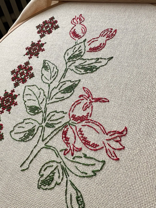 Rose hip ornament - cross stitch pattern