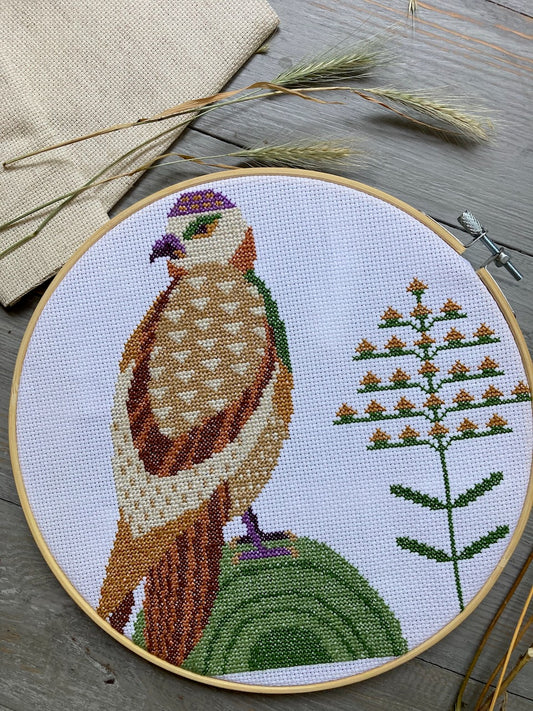 falcon cross stitch pattern primitive
