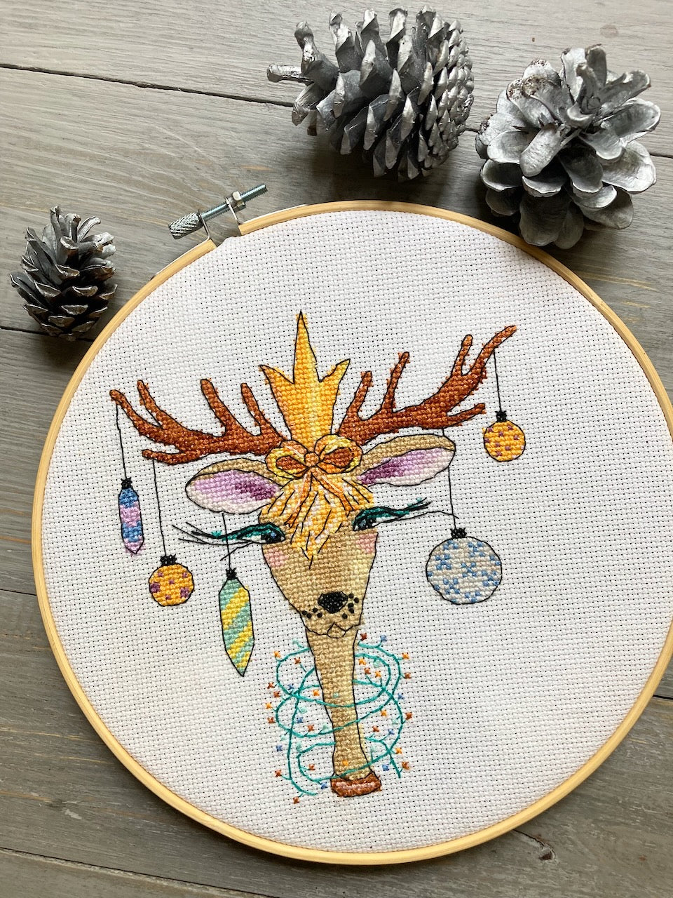 Christmas funny deer cross stitch pattern