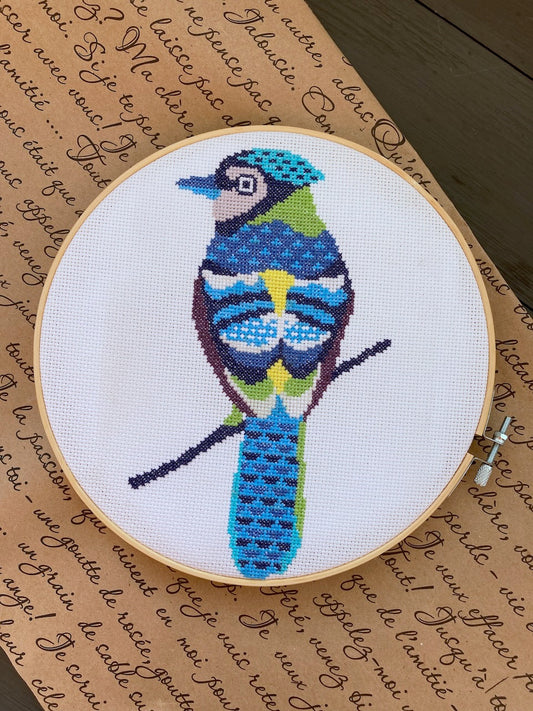 Jay bird - cross stitch pattern