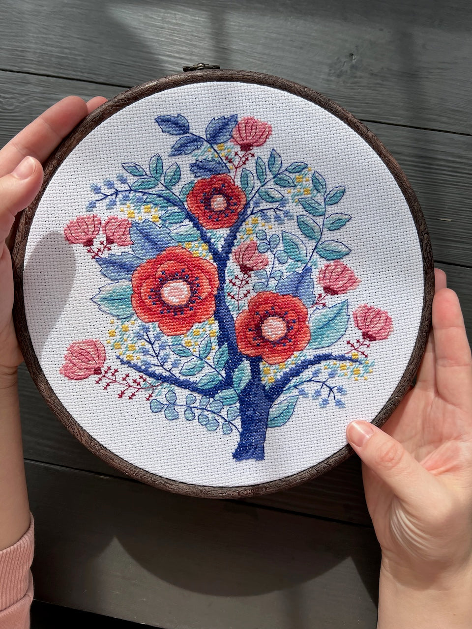 red flowers cross stitch pattern