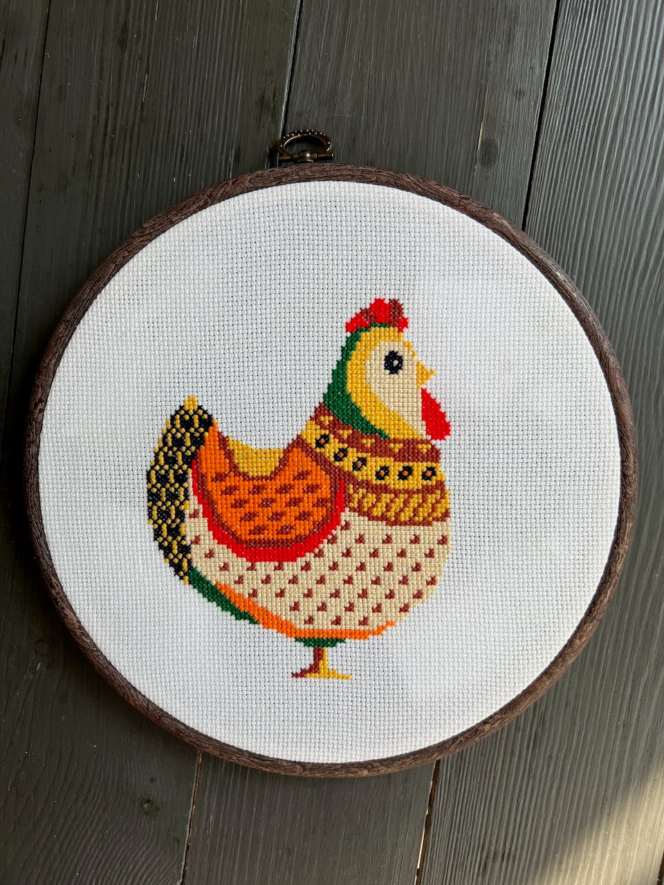 hen primitive cross stitch pattern