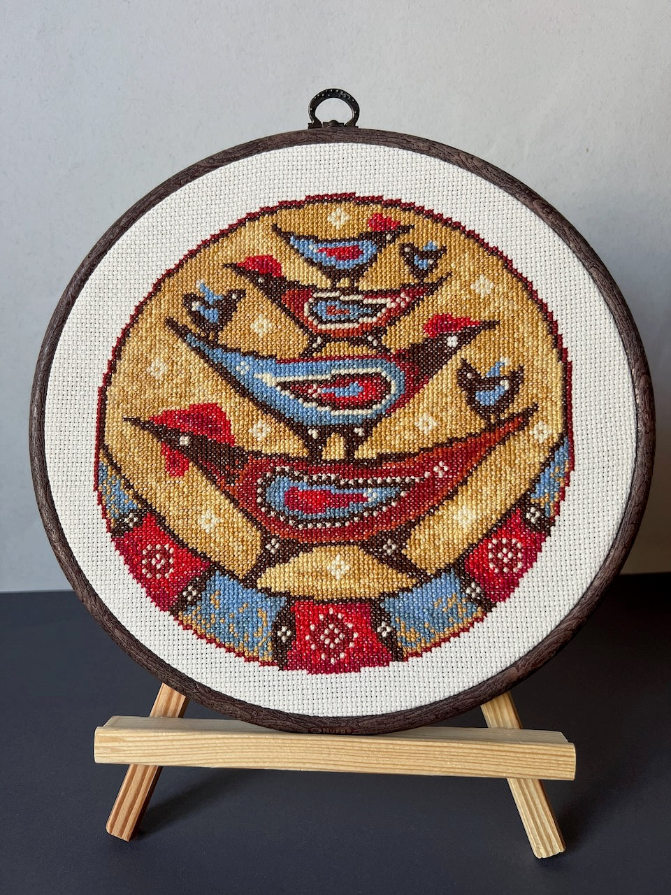 Plate with birds - cross stitch pattern