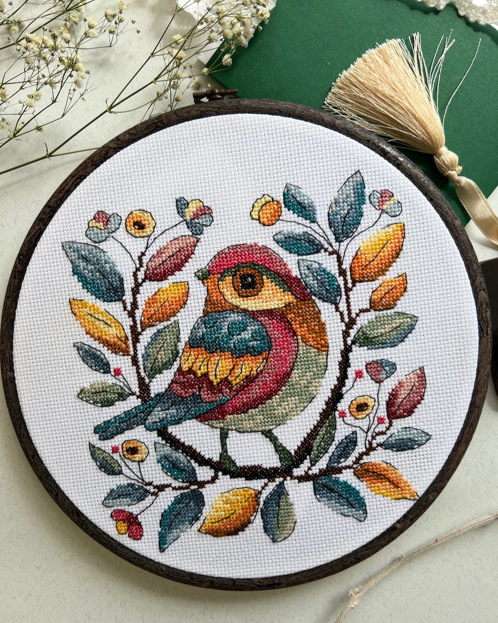 red bird cross stitch pattern