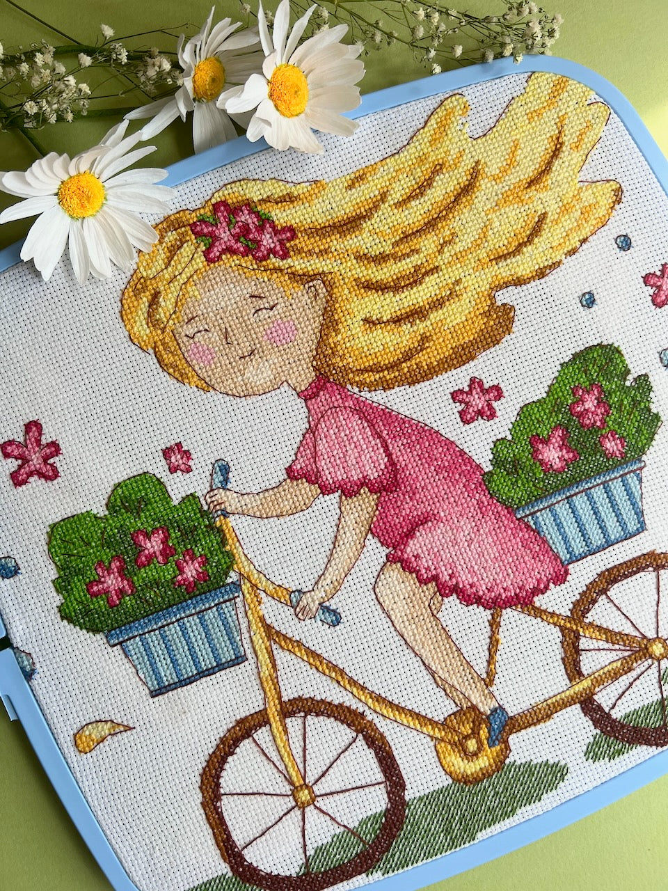 summer girl cross stitch pattern