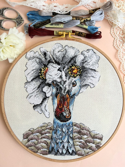 Goose with Flowers - cross stitch pattern