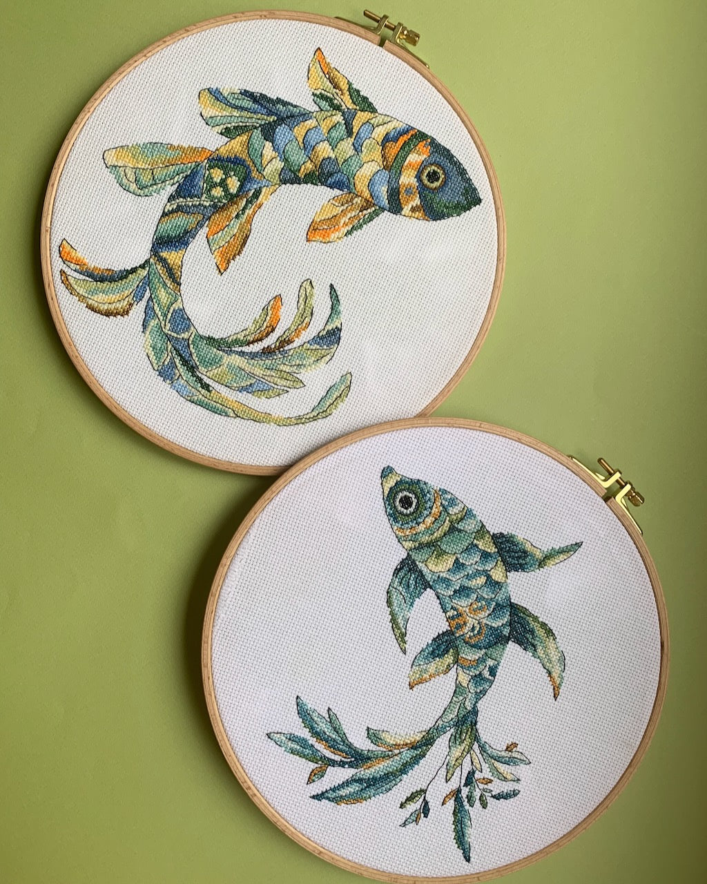 green fish cross stitch pattern