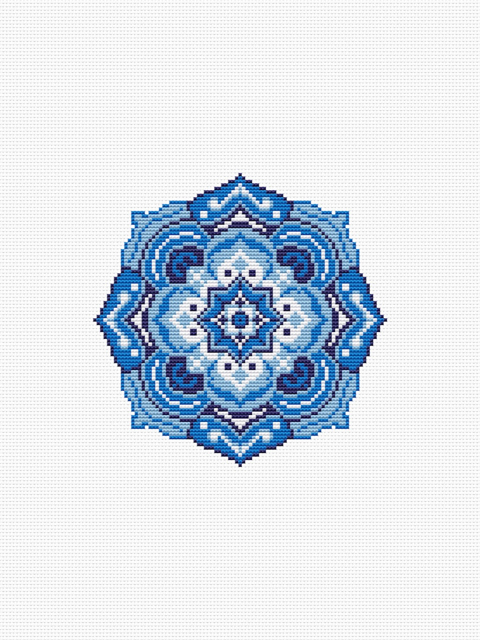 mandala blue cross stitch pattern