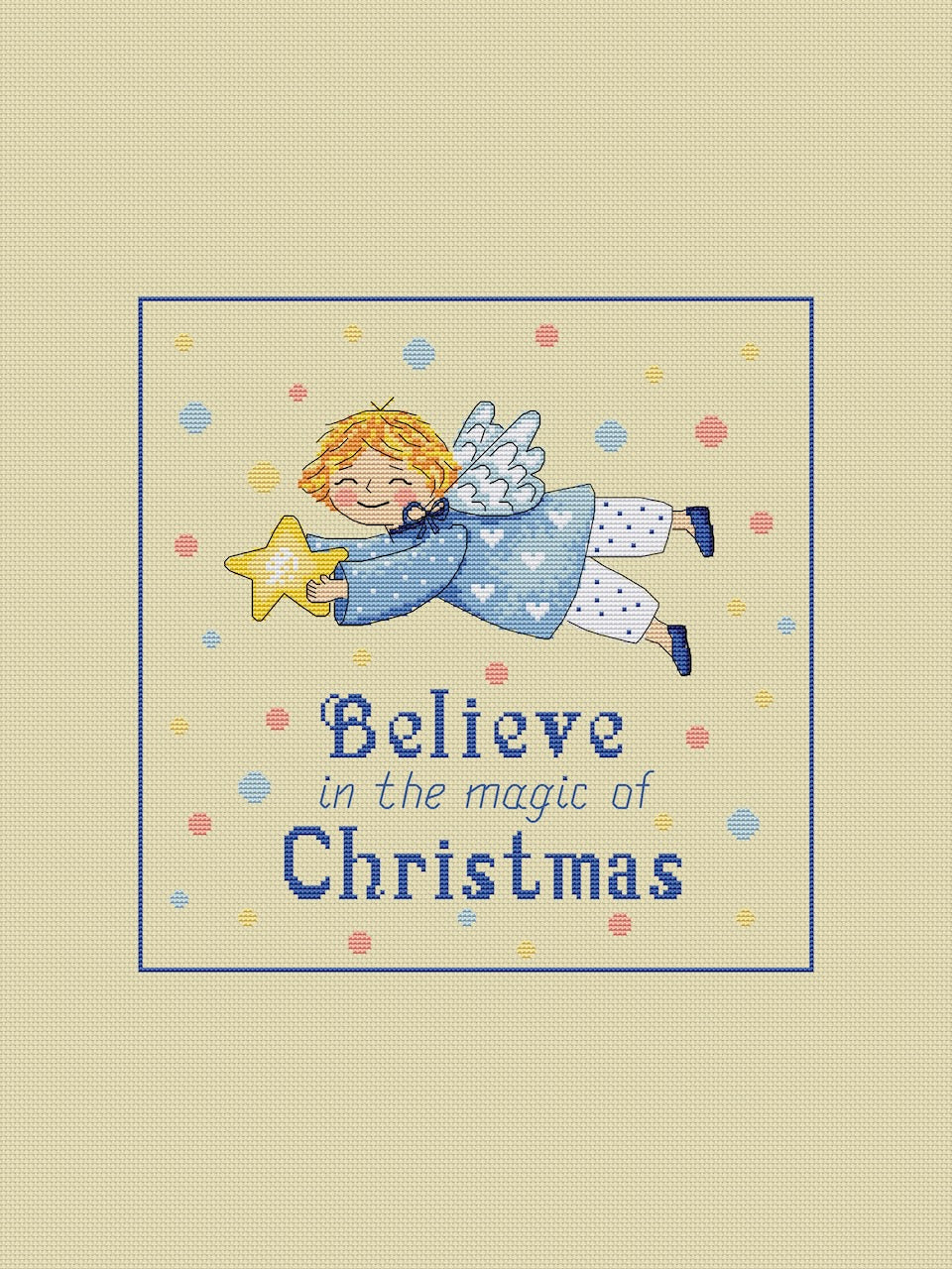 Christmas angel boy cross stitch pattern