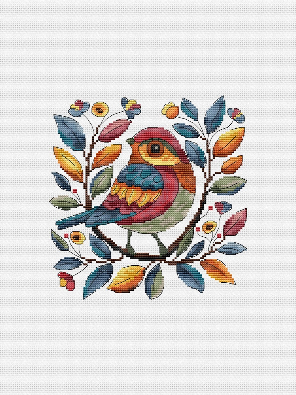 red bird funny cross stitch pattern