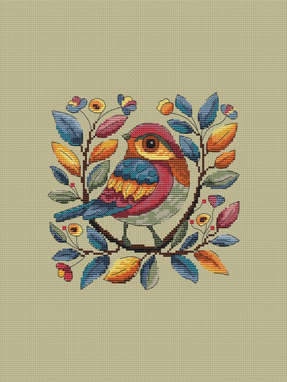 red bird embroidery